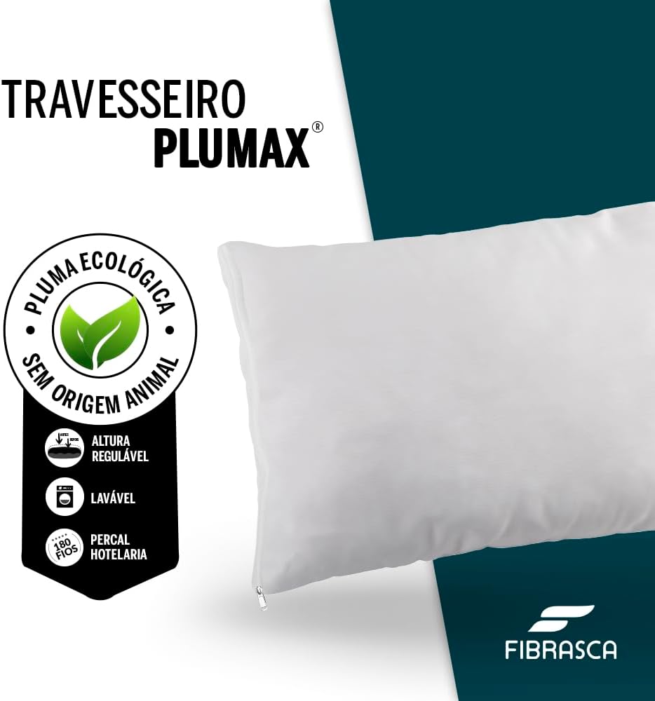 Travesseiro Toque de Pluma - Plumax Percal - Integralmente lavável em máquina - P/fronhas 50x70 cm - Fibrasca