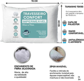 Kit 4 Travesseiro Conjunto Cama 50x70 Capa Removivel Macio