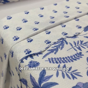 Kit Cobre Leito Colcha Casal Bouti 3 Peças Dupla Face Estampada Porta Travesseiro Aba Americana