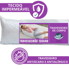 Travesseiro De Corpo Dream 100% Fibra Siliconada Impermeável *COM ZIPER*